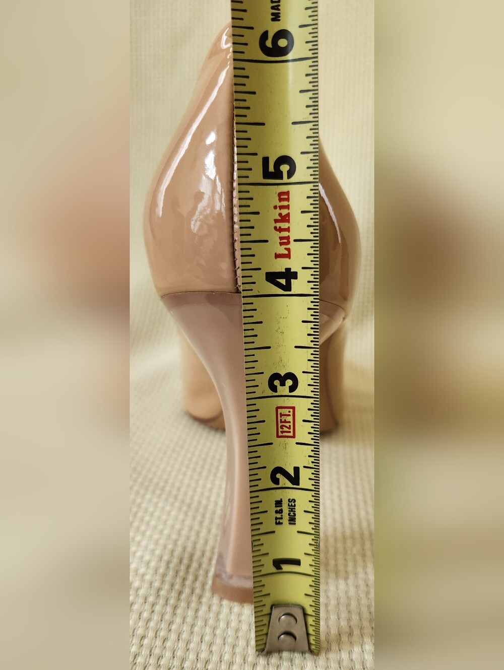 Vince Camuto Slaytia Nude Patent Pumps Clear Flare Heel NWOB Sz9 Fits 8 8.5 READ - Picture 7 of 16